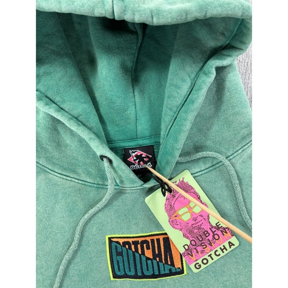 NWT Gotcha Double Vision‎ Y2K Hoodie Sweatshirt (Men's Small) Green - Picture 4 of 12